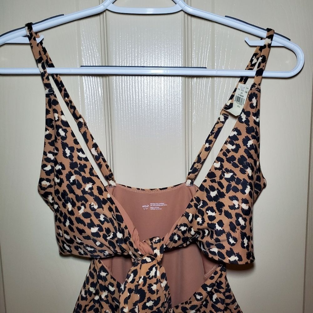 NWT Aerie Wrap Full Coverage One Piece Leopard Print Swimsuit Size S - Picture 3 of 15
